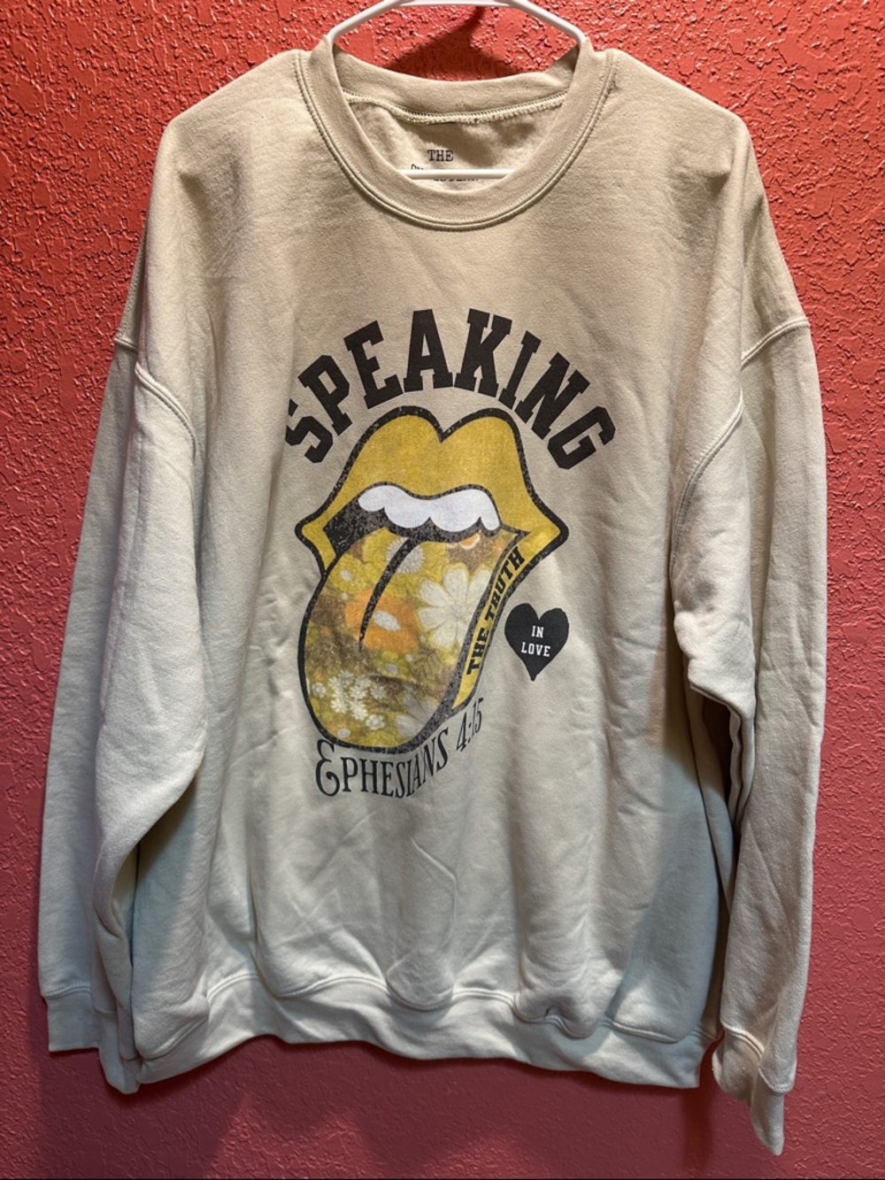 Speaking Graphic Crewneck Sweatshirt in Cream & Yellow